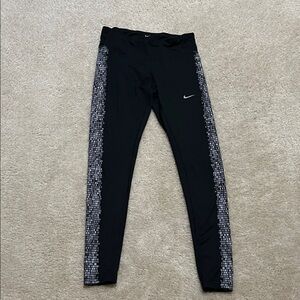 Nike Black Leggings with Gray Mosaic Side Panels